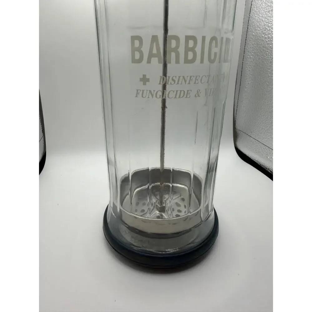 Barbicide Glass Disinfectant Jar with Lid Lift Basket and Box Barber Salon